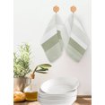 thumbnail image 2 of Sage Green Stripe Kitchen Dish Towels for Drying Dishes Set of 2, Modern Rustic Horizontal Green Striped Waffle Weave Microfiber Hand Tea Bathroom Towels Quick Dry & Absorbent Towel 12x12, 2 of 7