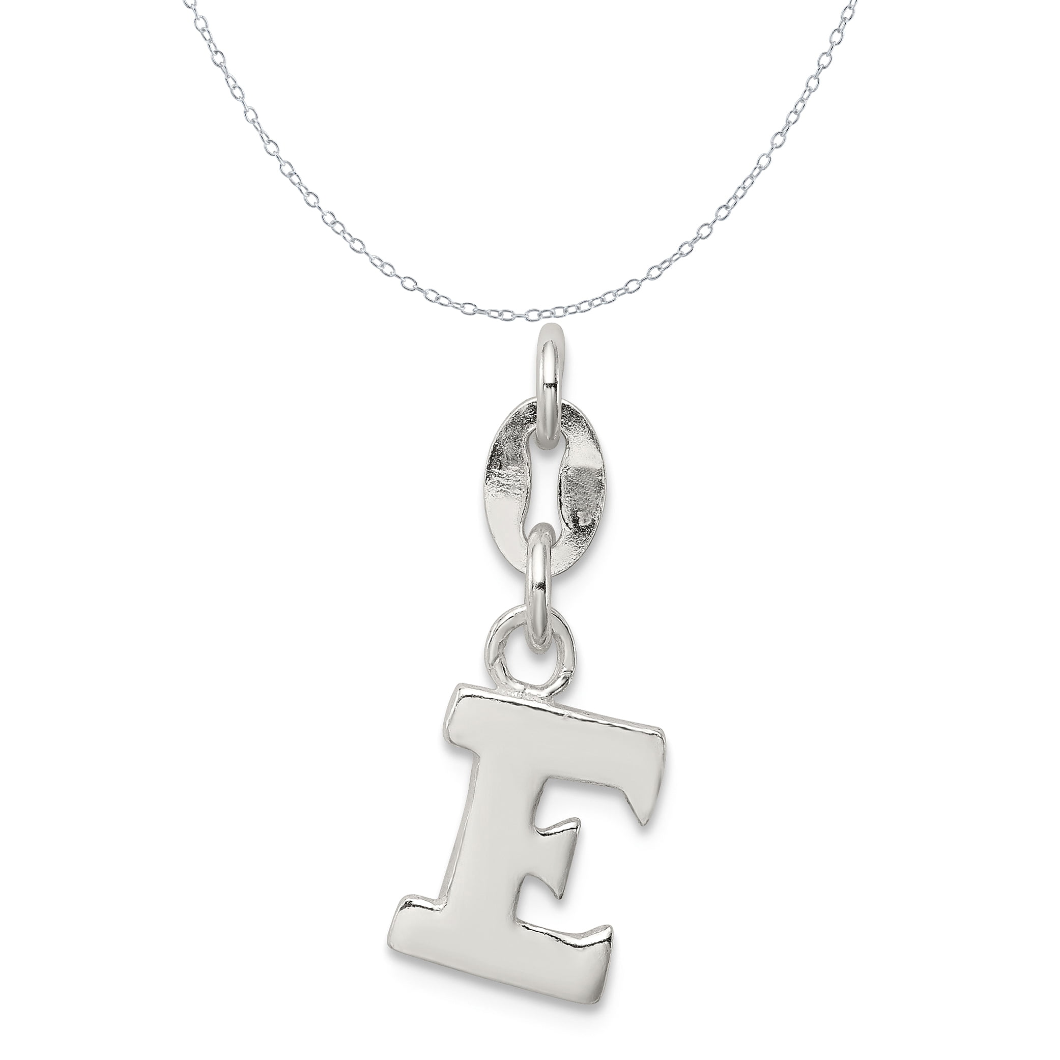 18 LavaFashion Sterling Silver Stamped Initial J Charm Necklace 