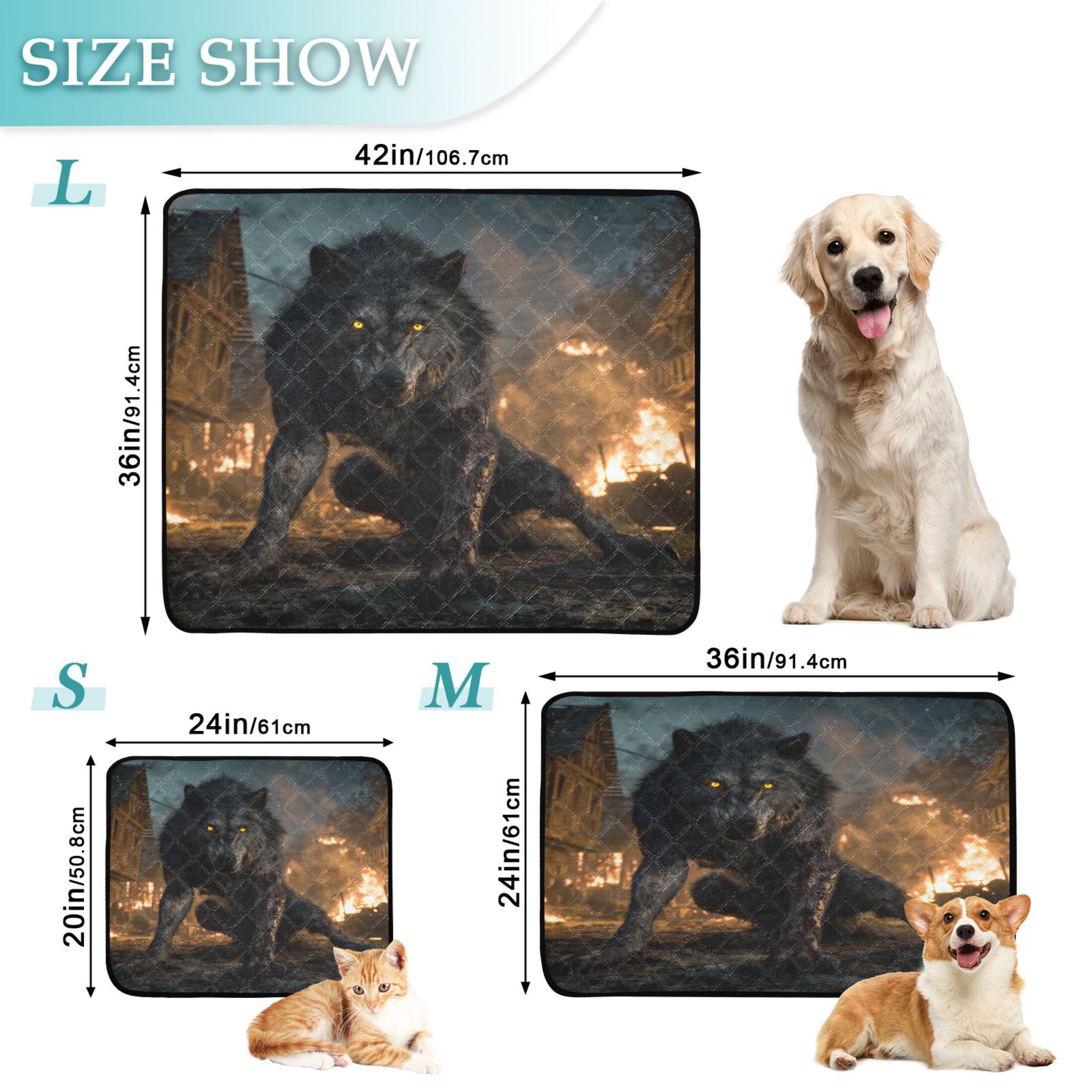 IAUYY Washable Pee Pads for Dogs Medium+Large Absorbent and Leak-Proof Non-Slip Reusable Puppy Pee Pads for Dogs Applicable to Playpen Potty Crate Werewolf