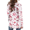 thumbnail image 5 of Women's Fashionable Loose-Fit Casual Cardigan with Christmas Print Mid-Length Coat for Holiday Outfits and Comfortable Wear,Watermelon Red,L, 5 of 6