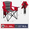thumbnail image 3 of Heavy Duty Folding Camping Chair, Outdoor Oversized Camping Chair w/Cup Holder & Cooler Bag, Portable Padded Lawn Chair for Beach Picnic Sports, U.S. Flag(Red), 3 of 14