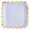 thumbnail image 5 of 48 Pack Pastel Purple Paper Plates for Birthday Party Supplies, Scalloped Gold Border, 9 in, 5 of 7
