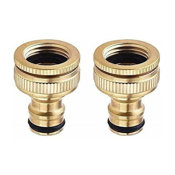 Conectores de grifo de manguera 2 en 1, construcción de latón macizo, conector rápido de 3/4 de pulgada, fácil conexión y desconexión para manguera de jardín con sello impermeable garantizado