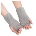 thumbnail image 3 of Dyfzdhu Women Girl Knitted Arm Fingerless Keep Warm Winter Gloves Soft Warm Mitten Grey, 3 of 4