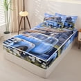 thumbnail image 2 of Castle Fairy Watercolor Vintage Pickup Zipper Twin Comforter Sets with Fitted Sheet and 2 Pillowcases,Farm Barn Daisy Zipper Bedding Set for Bedroom,Soft Blue,4-Piece,Grey Reversible, 2 of 6
