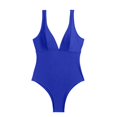 thumbnail image 2 of TOWED22 Women's Cutout One Piece Swimsuit One Shoulder Swimwear Ribbed Monokini Bathing Suits(Blue,S), 2 of 5