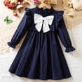 thumbnail image 6 of StSilkitty Girls' Bowknot Dress Puff Long Sleeve Crewneck Ruffle Midi Dresses Fall Lightweight Casual Soft Outfits, 6 of 9