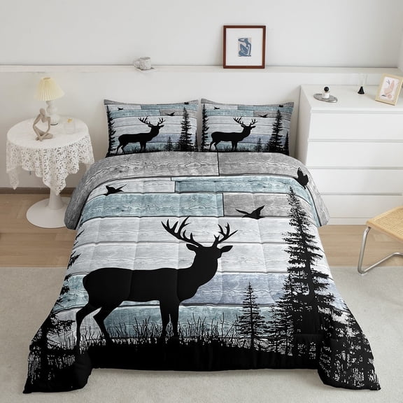 Erosebridal Rustic Deer Bedding Sets Queen with Comforter, Countryside Comforter Sets Queen Size, Lodge Cabin Reversible Duvet Insert, Lightweight Bedroom Decorative, 3 Pieces