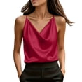thumbnail image 2 of Yourumao Satin Camisole Tops for Women Cowl Neck Spaghetti Straps Tank Top Comfy Dressy Casual Camis for Cocktail Party, 2 of 8