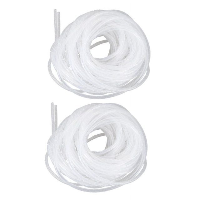 2 organizadores de cables con espiral de 6 mm de diámetro y 15 m de longitud, color blanco