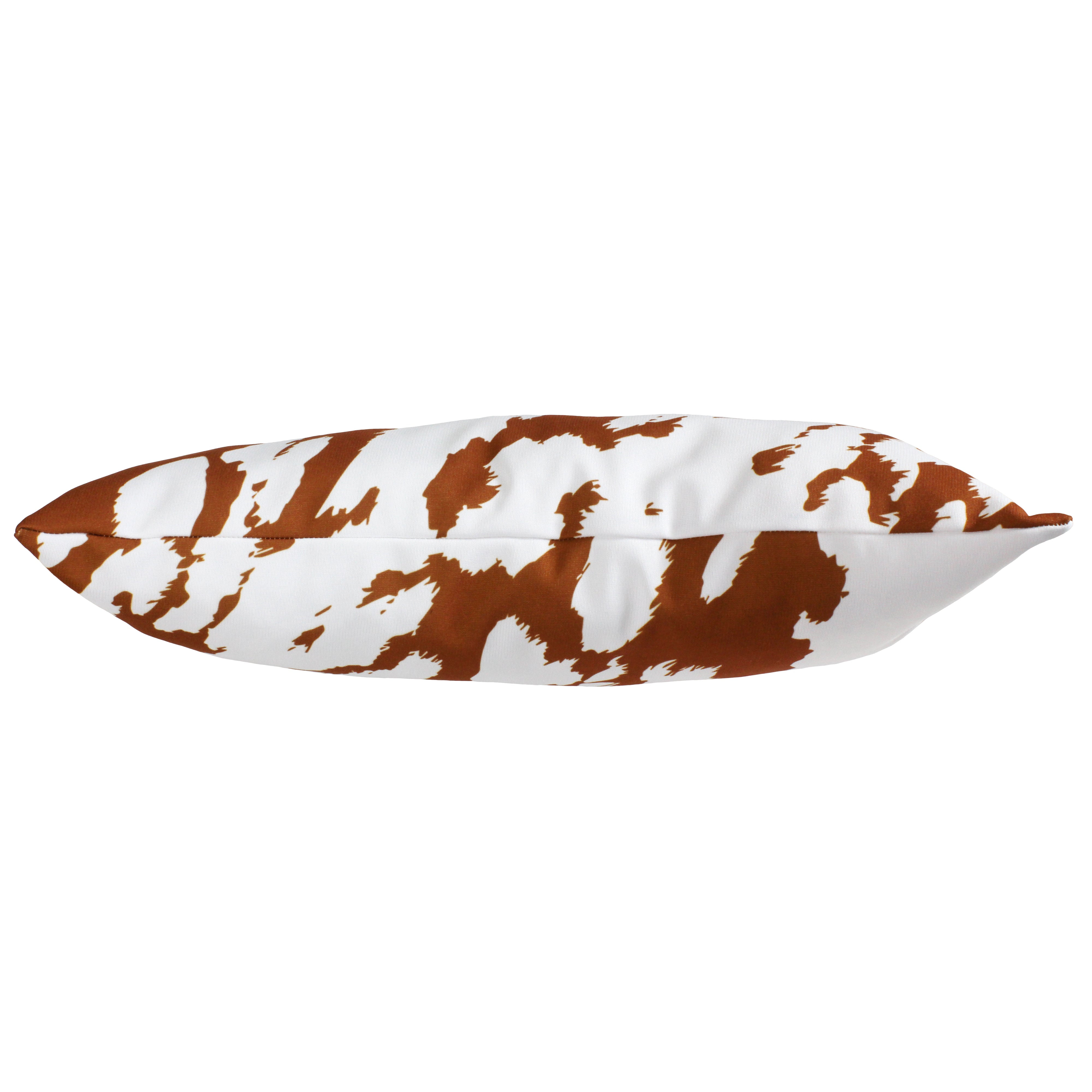 Everything Comfy Cow Print Decorative Pillow, 16x6 Inch, Tan/White,