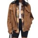 thumbnail image 2 of Abrigo de Invierno Corto Informal de Ante Sintético para Mujer, con Cremallera, Cuello en Contraste y Forro , con Bolsillos Marrón L, 2 of 8