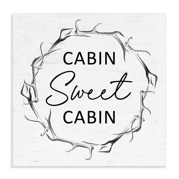 Stupell Industries Traditional Sweet Cabin Phrase Wildlife Deer Antlers Border Canvas Art, 17 x 17, by Lettered and Lined