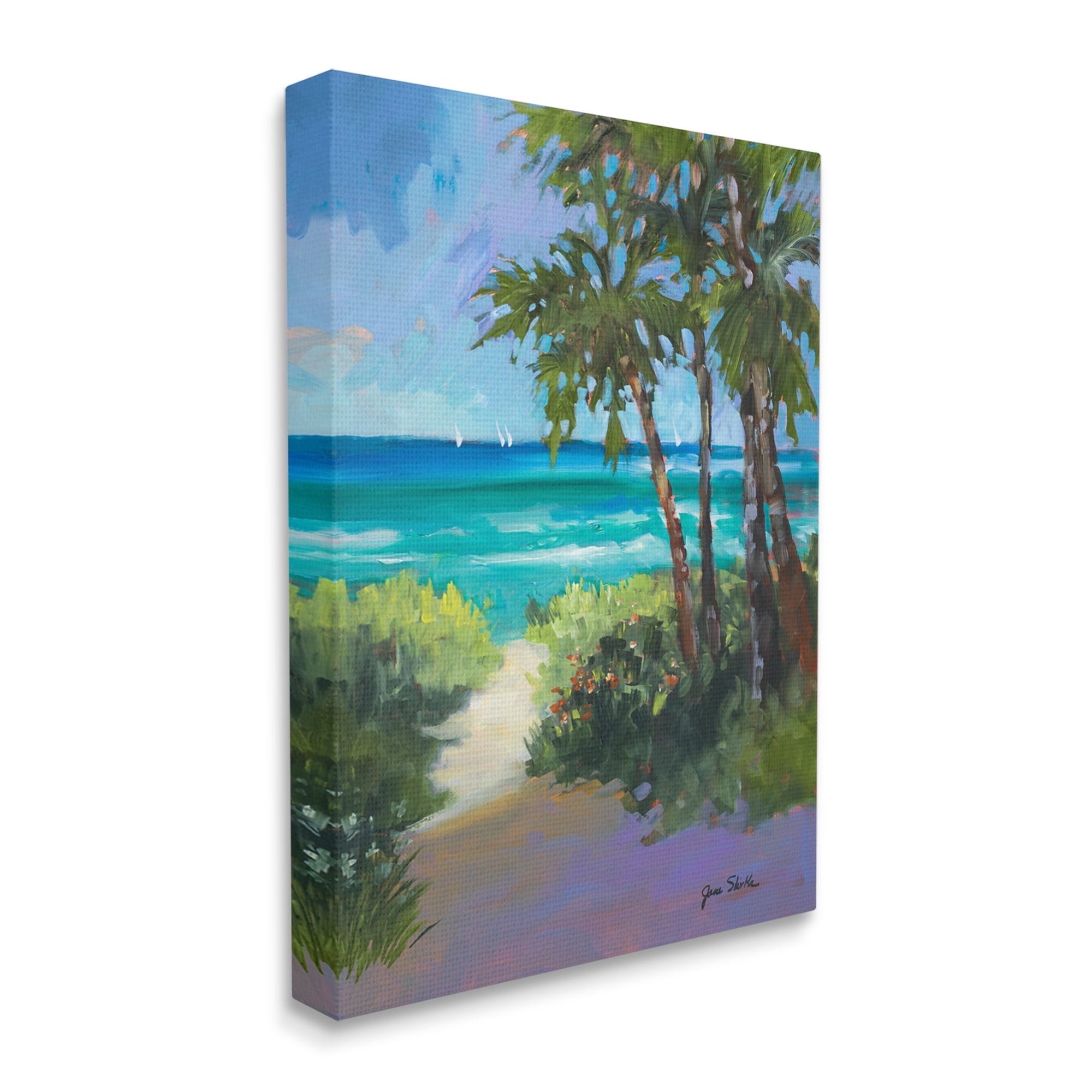 Stupell Industries Caribbean Beach View Nature Painting Gallery Wrapped Canvas Print Wall Art, 36 x 48