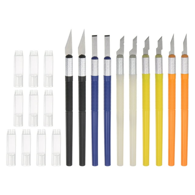 Kit de cuchillos de arte y manualidades Uxcell 1 set (10 paquetes) con 5 tipos de hojas y caja de plástico