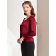thumbnail image 4 of Allegra K Blusa elegante de satén con cuello en forma de corazón y manga larga para mujer rojo L, 4 of 6