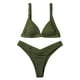 thumbnail image 2 of Traje de baño para mujer, bikini de dos piezas con tirantes y rayas de color liso, conjunto de bikini para mujer, 2 of 7