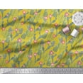 thumbnail image 2 of Soimoi Yellow Poly Georgette Fabric Flower & Cactus Tree Decor Fabric Printed BTY 52 Inch Wide, 2 of 3