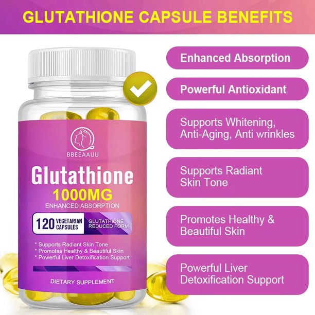 glutathione para blanquear Suplemento Beauty Glow para blanquear la piel con glutatin, 30 cpsulas