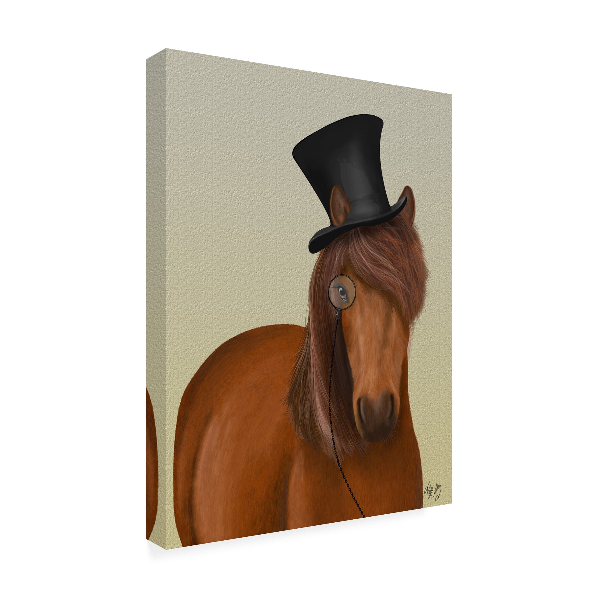Trademark Fine Art 'Horse Top Hat and Monocle' Canvas Art by Fab Funky