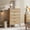 Natural wood color cabinet body + marble top panel, variant on TEQIN Fluted Dresser For Bedroom With 5 Deep Drawers, 47.2 In Tall Chest Of Drawers, Curved Drawer Dresser, Modern Dresser Bedroom Dressers For Living Room, Kids Room, Hallway