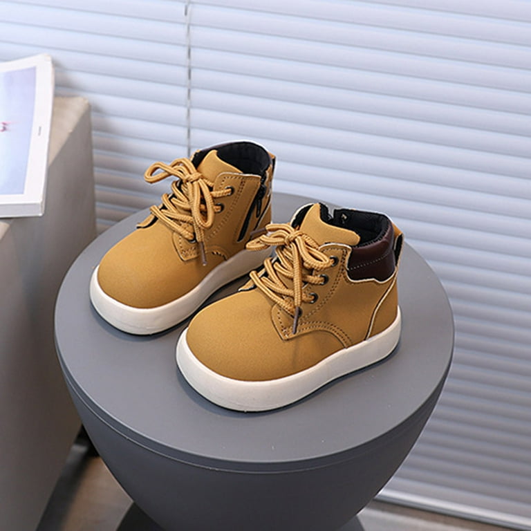Toddler Baby Boys Girls Lace Up Ankle Boots Casual High Top Slip