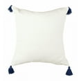 thumbnail image 3 of SAFAVIEH Orlanda 16" x 16" Striped Plush Pillow with Fringe, White/Navy, 3 of 4