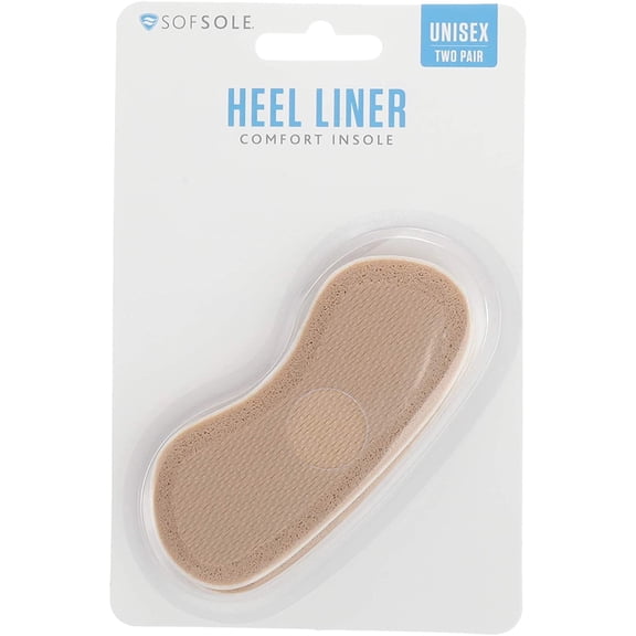 Sof Sole Heel Liner Cushions for Improved Shoe Fit and Comfort, 2 Pair