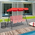 thumbnail image 2 of Outsunny 3-Seat Patio Swing Chair with Adjustable Canopy Red and white, 2 of 10