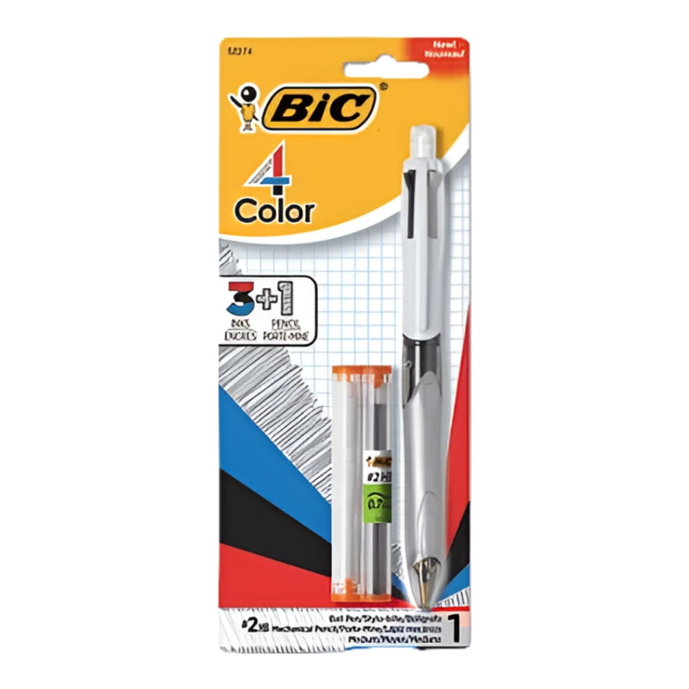 4-Color 3+1 Retractable Ballpoint Pen/Pencil Combo, 1mm