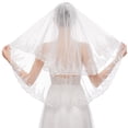 thumbnail image 5 of Velo de novia blanco, velos de boda cortos de encaje para mujer, velo de novia de tul suave de 2 capas con peine, capa de boda para novias, 5 of 5