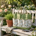 thumbnail image 3 of Floral Gardening Tools Bag for Women Gardening Tote with Pockets Outdoor Storage Organizer Gifts Gardening Gifts for Women, Men, Mom, Canvas Yard Work Carrier for Spring Planting Decor, Green, 3 of 5