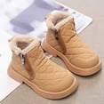 thumbnail image 5 of YMNXA Big Kids Girls Boots Non Slip Side Zipper Solid Color Soft Sole Plush Warm Fashion Comfortable Shoes For Daily Wear Khaki 11.5-12 Years, 5 of 8