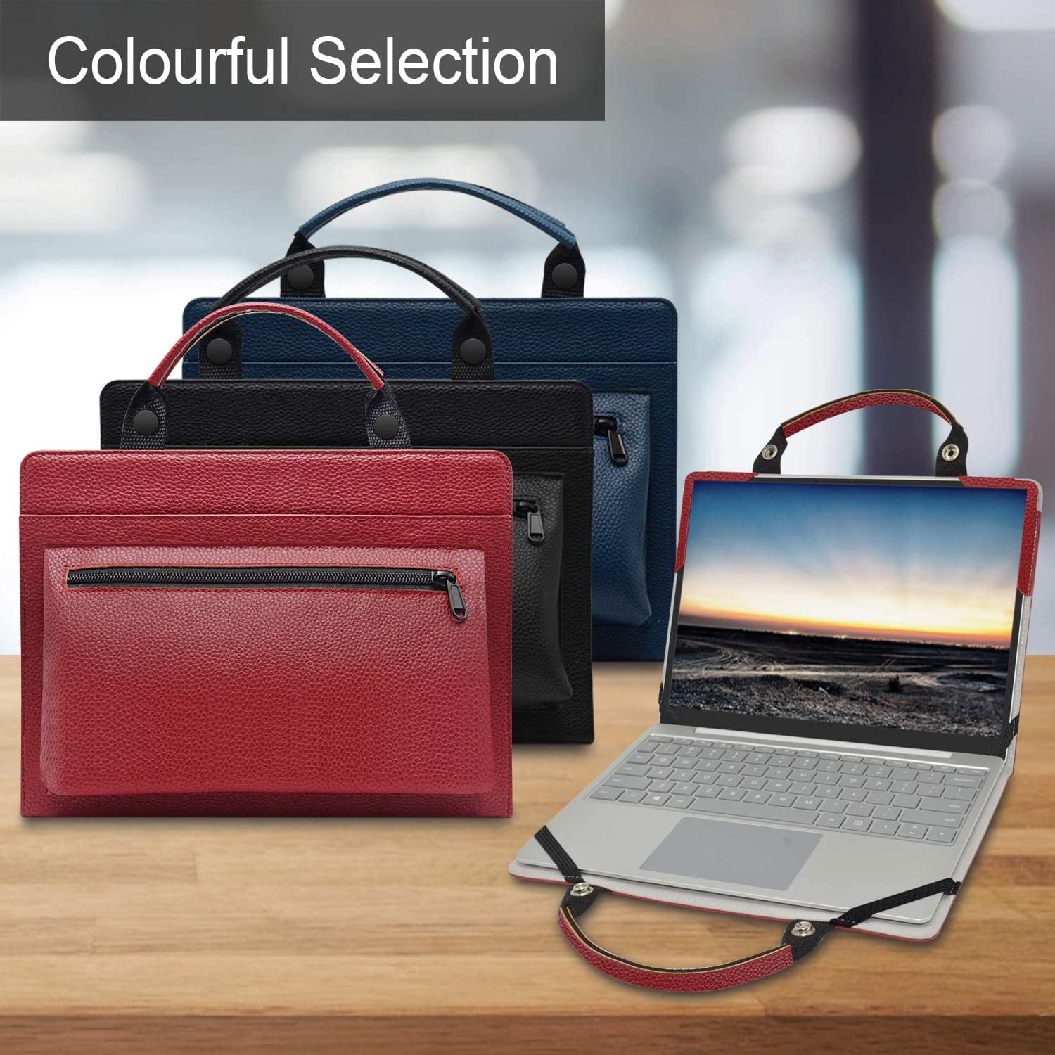 ASUS Chromebook CX1 CX1100CNA Laptop Sleeve, ASUS Chromebook CX1 CX1100CNA Laptop Leather Protective Case with Accesorries Bag Handle, Laptop Case for ASUS Chromebook CX1 CX1100CNA (Red)