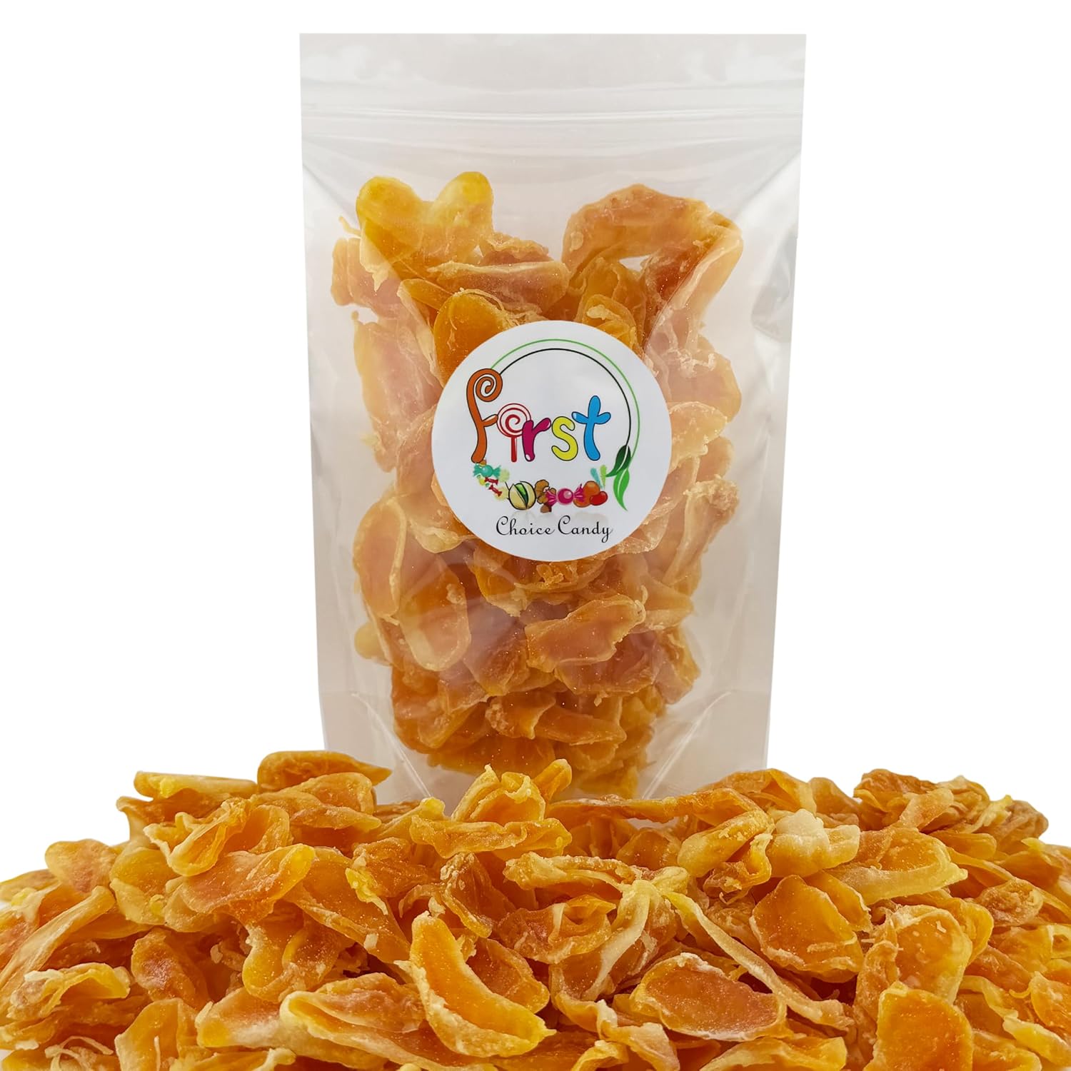 FirstChoiceCandy Dried Mandarin Orange Slices, Sweetened Soft Chewy Citrus Fruit Snack in Resealable Bag (2 Pound)