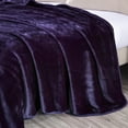 thumbnail image 3 of Chezmoi Collection Heavy Thick Korean Style Faux Mink Blanket Single Ply 9 Lbs, 750GSM Silky Soft Plush Raschel Mink Blanket, 92" x 106" US King Size, Solid Purple, 3 of 9