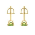 thumbnail image 4 of Clara Pucci 0.5Ct Natural Peridot Round Cut VVS1 Screw Back Stud 14k Solid hypoallergenic Gold Designer Earrings For August, 4 of 7