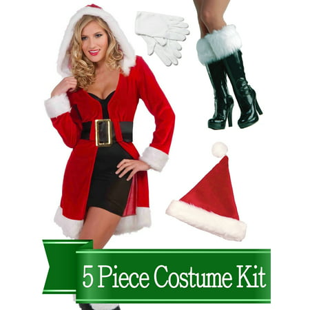 Sexy Enchanted Miss Santa Claus Womens Complete Costume Kit - Standard