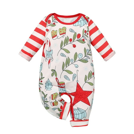 

Bmnmsl Baby Autumn Christmas Romper Long Sleeves Strinped Cartoon Jumpsuits
