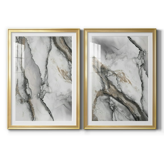 Wexford Home Abstract Ink Fantasy I Premium Framed Print, 30.5" x 42.5" - Ready to Hang, Gold (Set of 2)