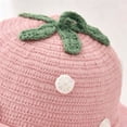thumbnail image 3 of Baby Girls Knitted Strawberry Hat Strawberry Crochet Breathable Warm Hat, Fall Winter, Pink 1-4 Years, 3 of 7