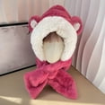 thumbnail image 4 of YAOBAMM Scarf Hat Set Winter Bear Ear Hat Adorable Soft Thickened Cold Proof Ear Protection Beanie, 4 of 7