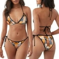 thumbnail image 3 of Fuzoiu Cute Cat Paw Print Women Triangle Bikini Sets,Halter Two Piece Sexy Swimsuit,String Tie Side Bathing Suit, 3 of 6