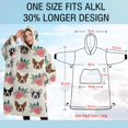 thumbnail image 4 of Oversized Wearable Blanket Hoodie,White Boston Terrier and Flower Sherpa Blanket Hoodie with Super Pockets,Super Warm Fuzzy Pullover for Women & Men, 4 of 6