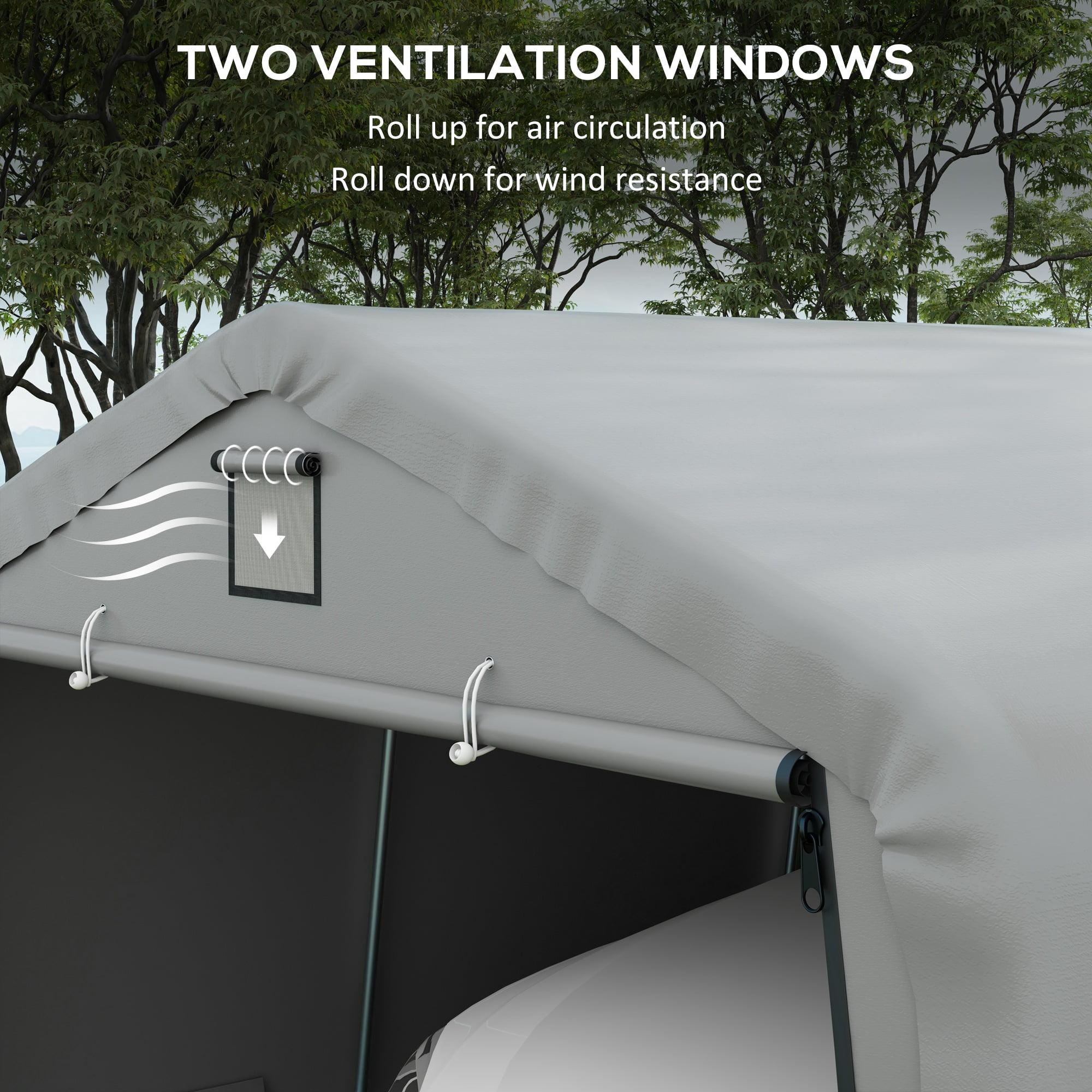 Outsunny Ventilation Windows 143.75 x 243.25 x 95.75 inches Light Gray Carport