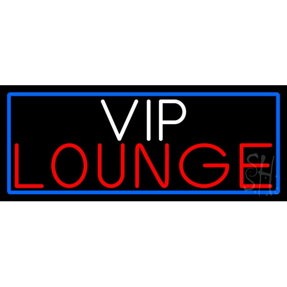 Vip Lounge With Blue Border LED Neon Sign 13 x 32 - inches, Clear Edge Cut Acrylic Backing, with Dimmer - Bright and Premium built indoor LED Neon Sign for Bar decor.