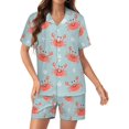 thumbnail image 1 of PRIYAL Ensemble de Pyjama pour Femmes Crabes Rouges Shorts Deux Pièces Manches Courtes, 1 of 5