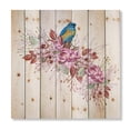 thumbnail image 3 of Designart 'Little Blue Bird Sitting On Colorful Boquet of Flowers' Traditional Print on Natural Pine Wood, 3 of 5