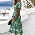 thumbnail image 4 of QSAWXQZ Women's Floral Wrap Midi Dress Short Sleeve V Neck A Line Sundress Vacation Outfit Casual for Summer 2XL, 4 of 6