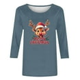 thumbnail image 3 of Womens Christmas Shirts 3/4 Length Sleeve TShirts Casual Christmas Graphic Printed Blouses Crewneck Tunic Tops Loose Pullover Top, 3 of 4